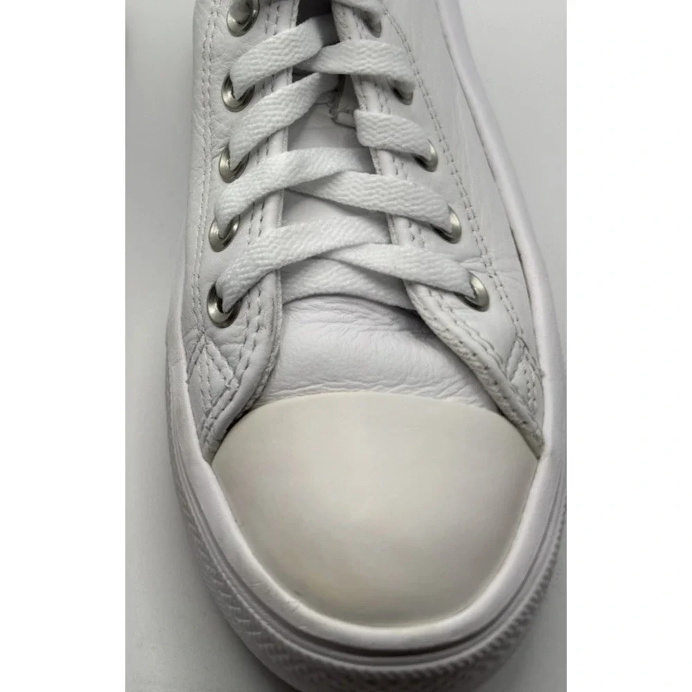 Converse Sneakers Women's Size 6.5 White Leather All Star Platform Lift *wear*